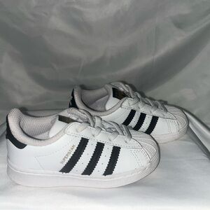 Adidas Kids Sneakers - White with Black Stripes